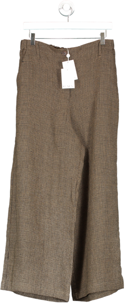 Raey Brown Relaxed Houndstooth Trousers UK 12