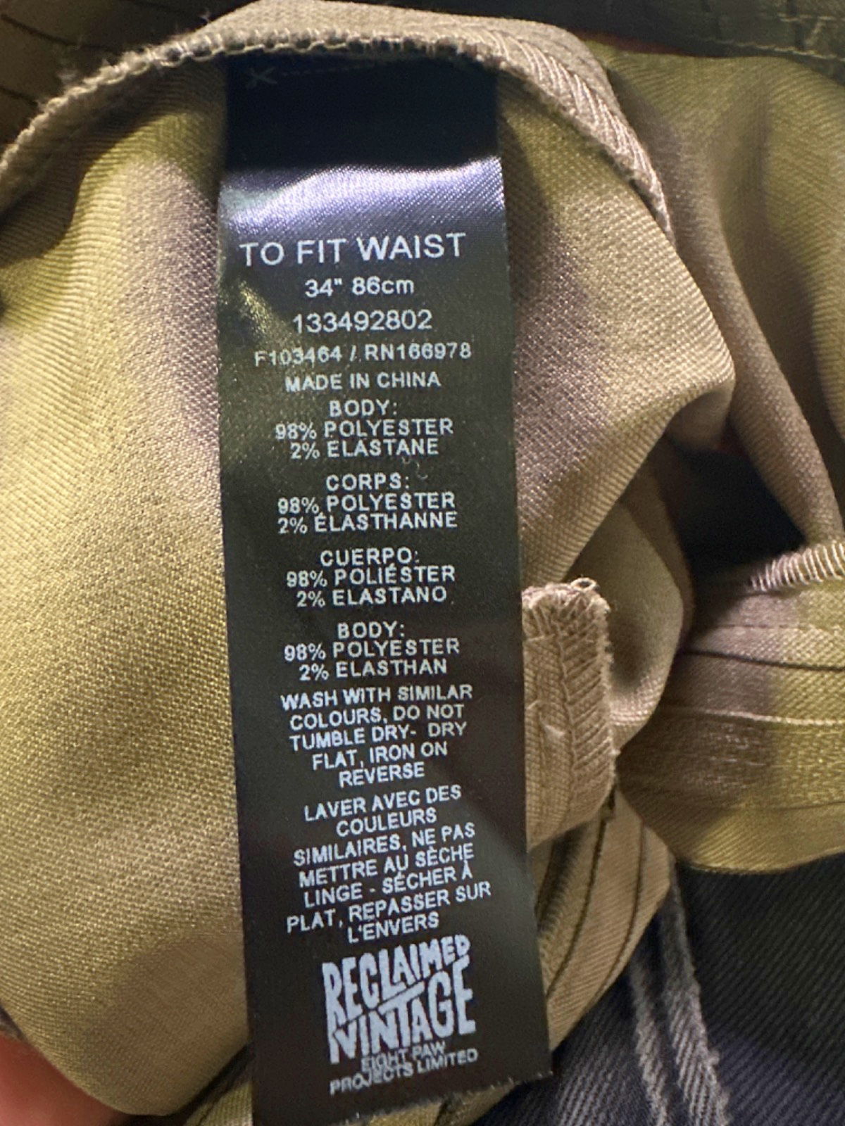 Reclaimed Vintage Beige Pinstripe Trousers UK 34W