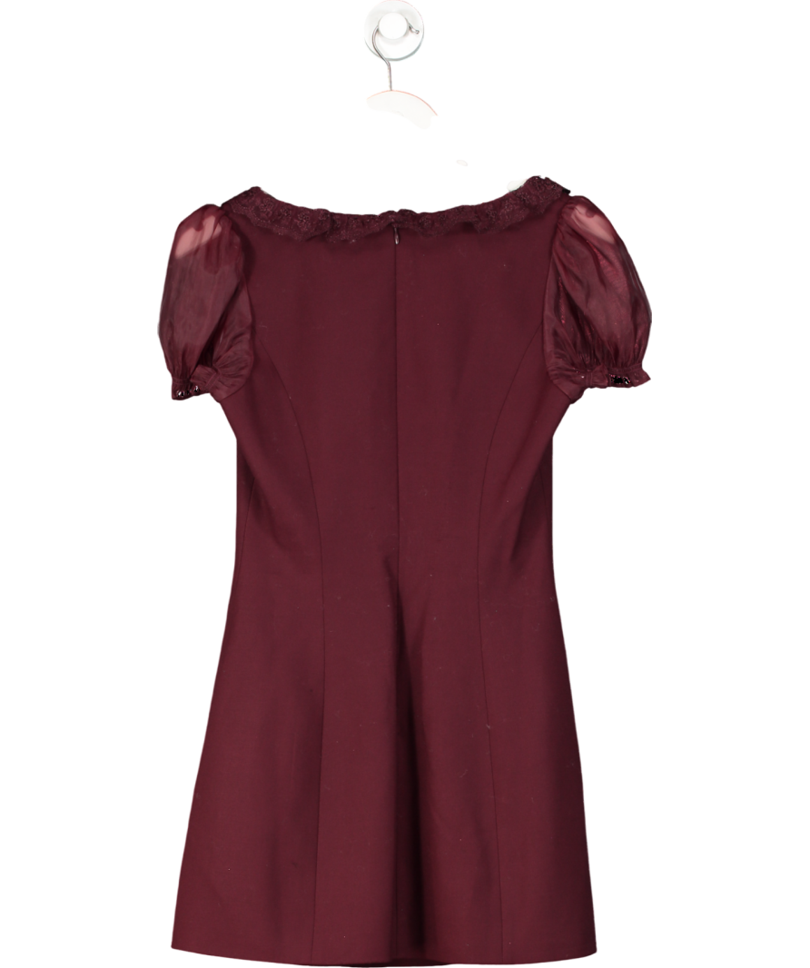 Reformation X Kacey Musgraves Burgundy Red Lace Trim Midi Dress UK 4