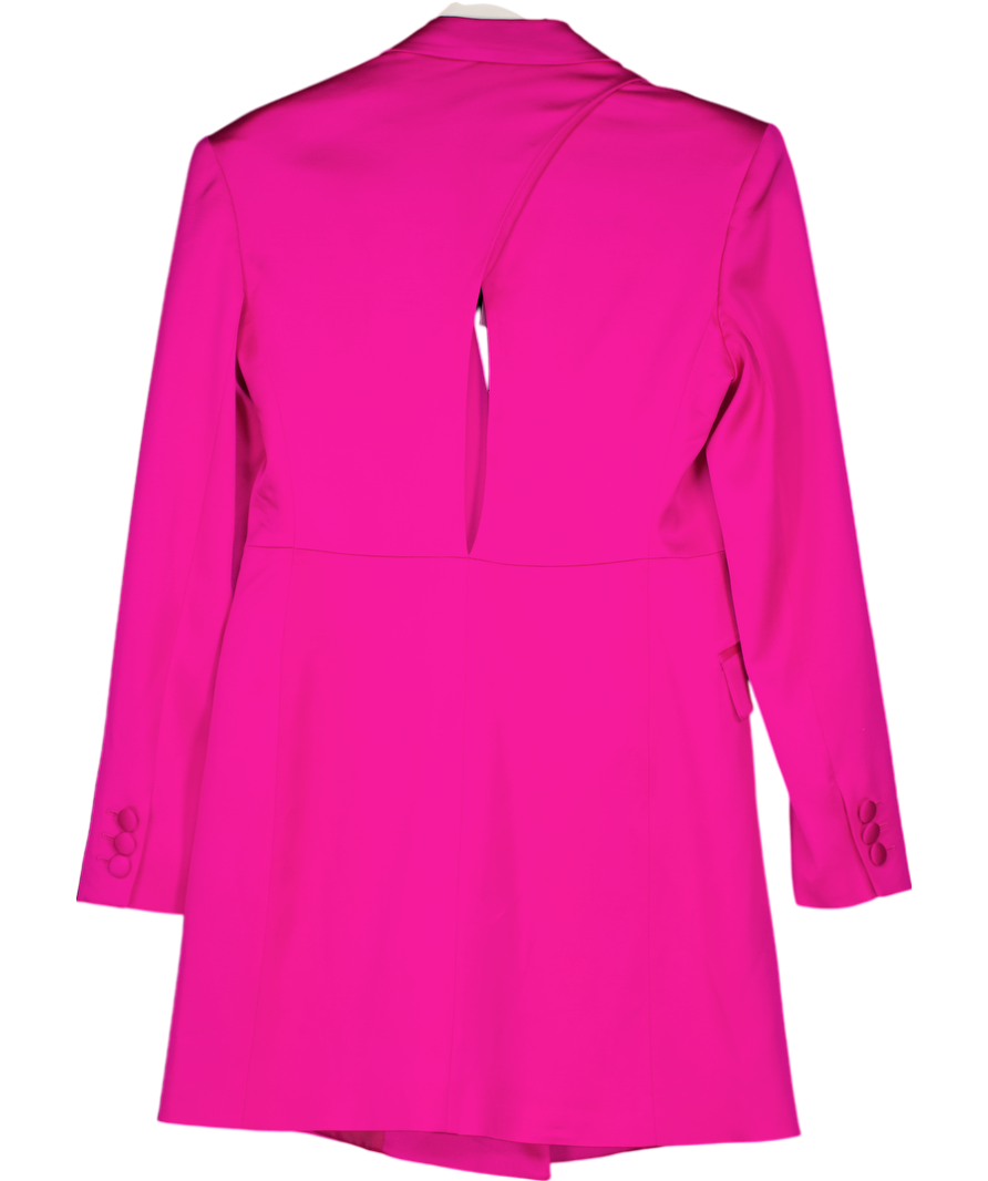 Karen Millen Pink Italian Wool Satin Contoured Open Back Blazer Dress UK 10