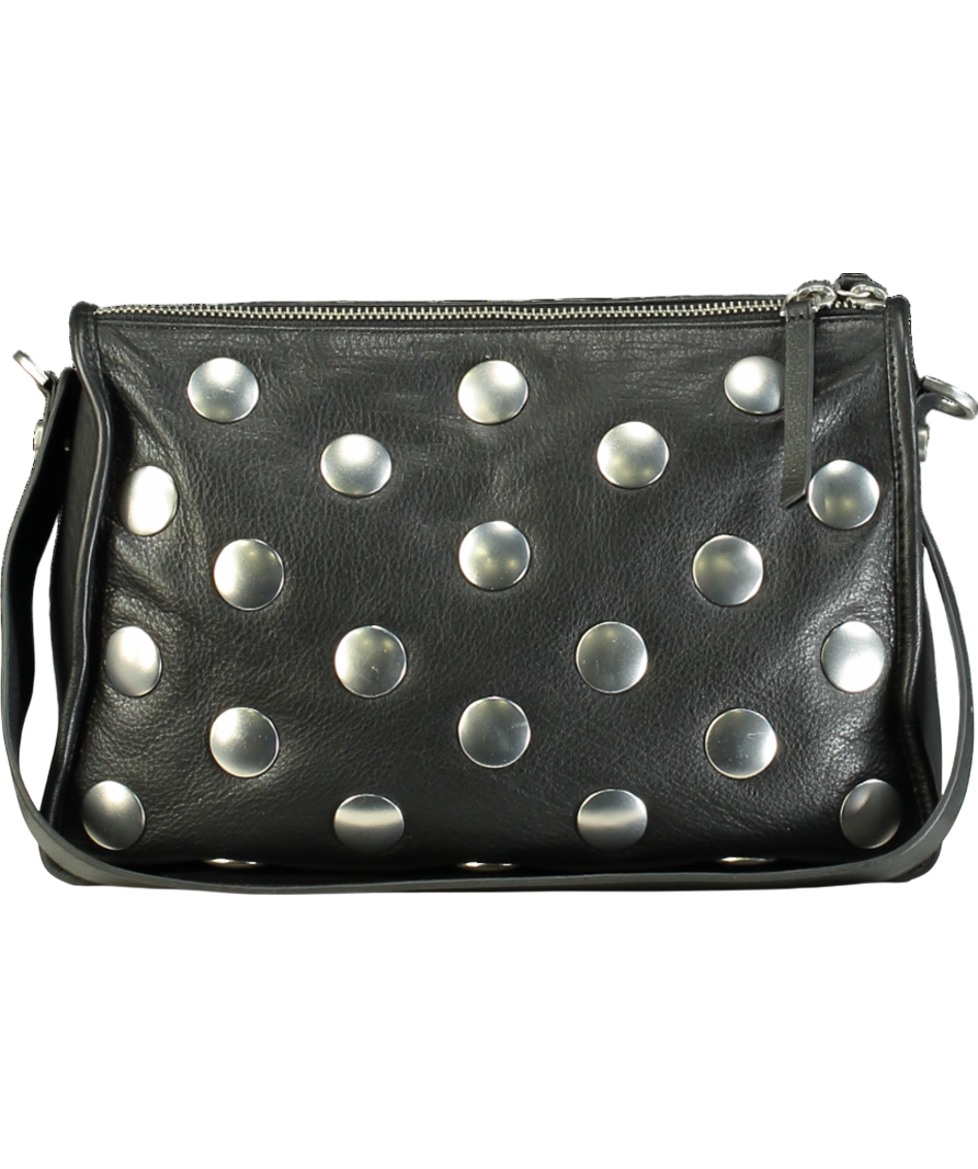 Mint Velvet Black Leather Studded Bag