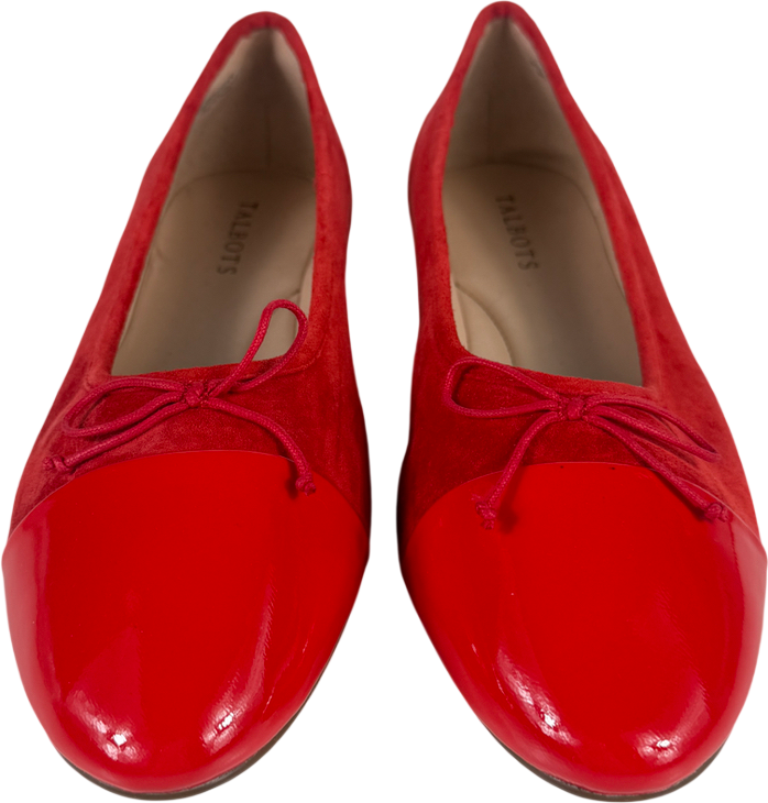 TALBOTS Red Ansly Suede Patent Leather Ballet Flats UK 7.5 EU 40.5