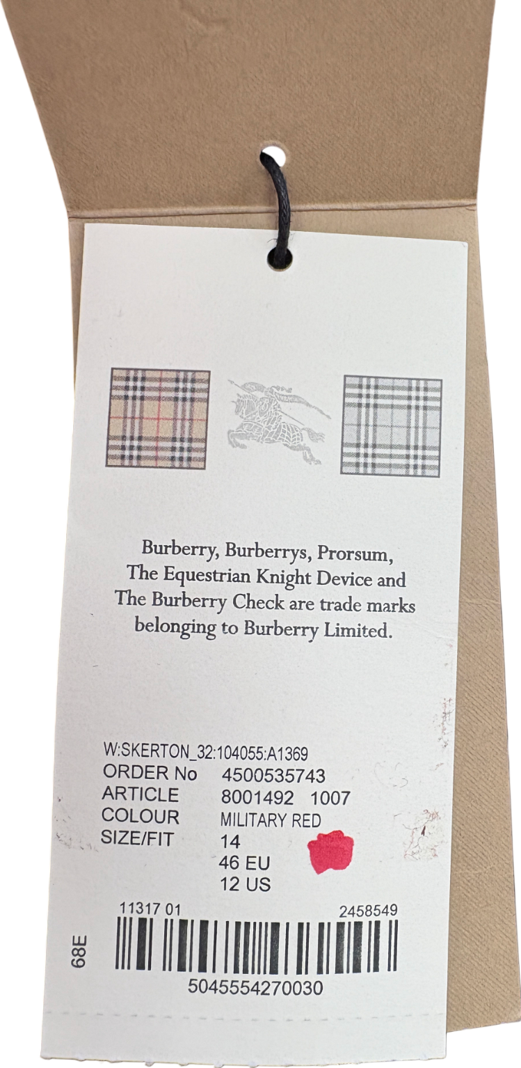 Burberry Red Straight Leg Jeans UK 14