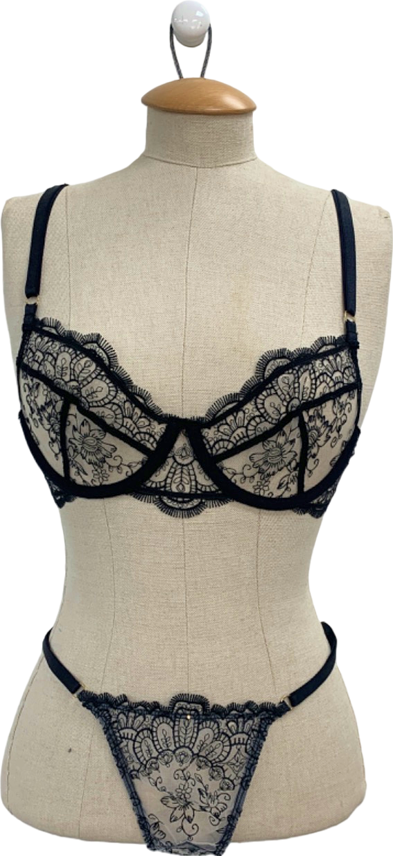Goose Intimates Black Lace Lingerie Set UK 10