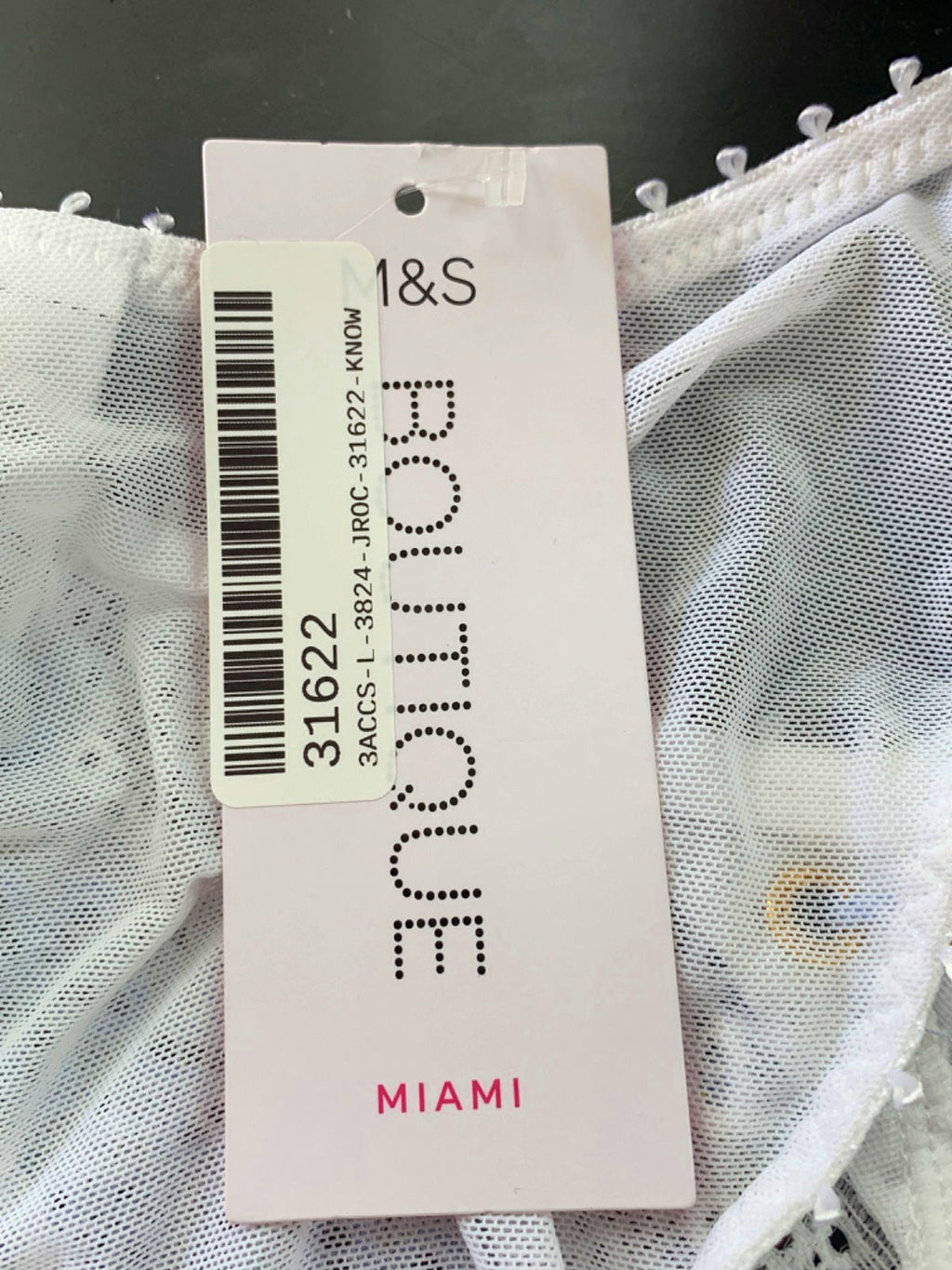 M&S White Blue Boutique Miami Lace Thong UK 8