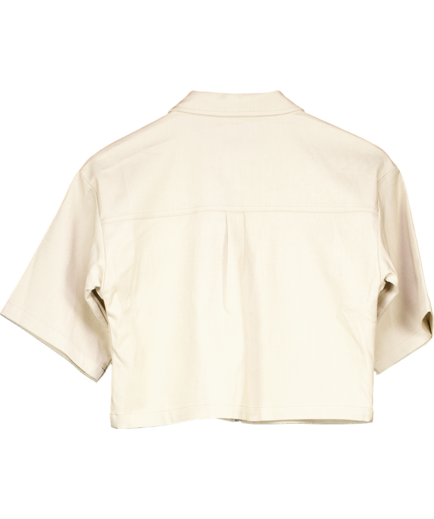 4th & Reckless Beige Cropped Tailored Zip Through Shirt- Miley UK 8