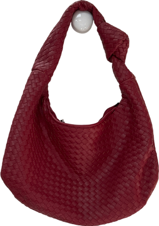 Red Burgundy Weave Handbag One Size