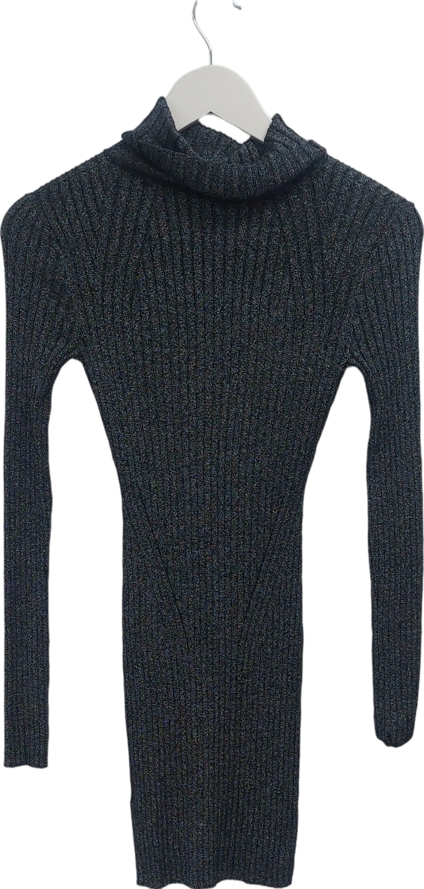 AllSaints Black Long Sleeve Metallic Thread Mini Dress UK S