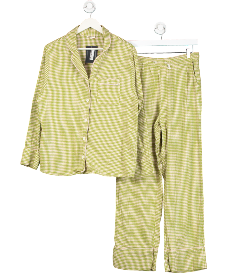 TBCO Green Cotton Pyjamas In Olive Houndstooth UK M