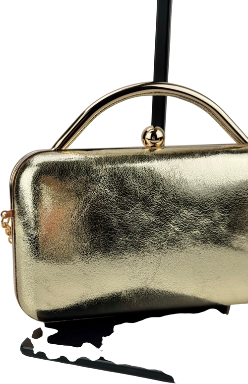 ASOS Coated Round Frame Clutch Bag In Metallic Gold
