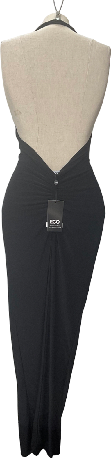 Ego Bardot Ruched Bum Twisted Detail Maxi Dress In Black UK 8