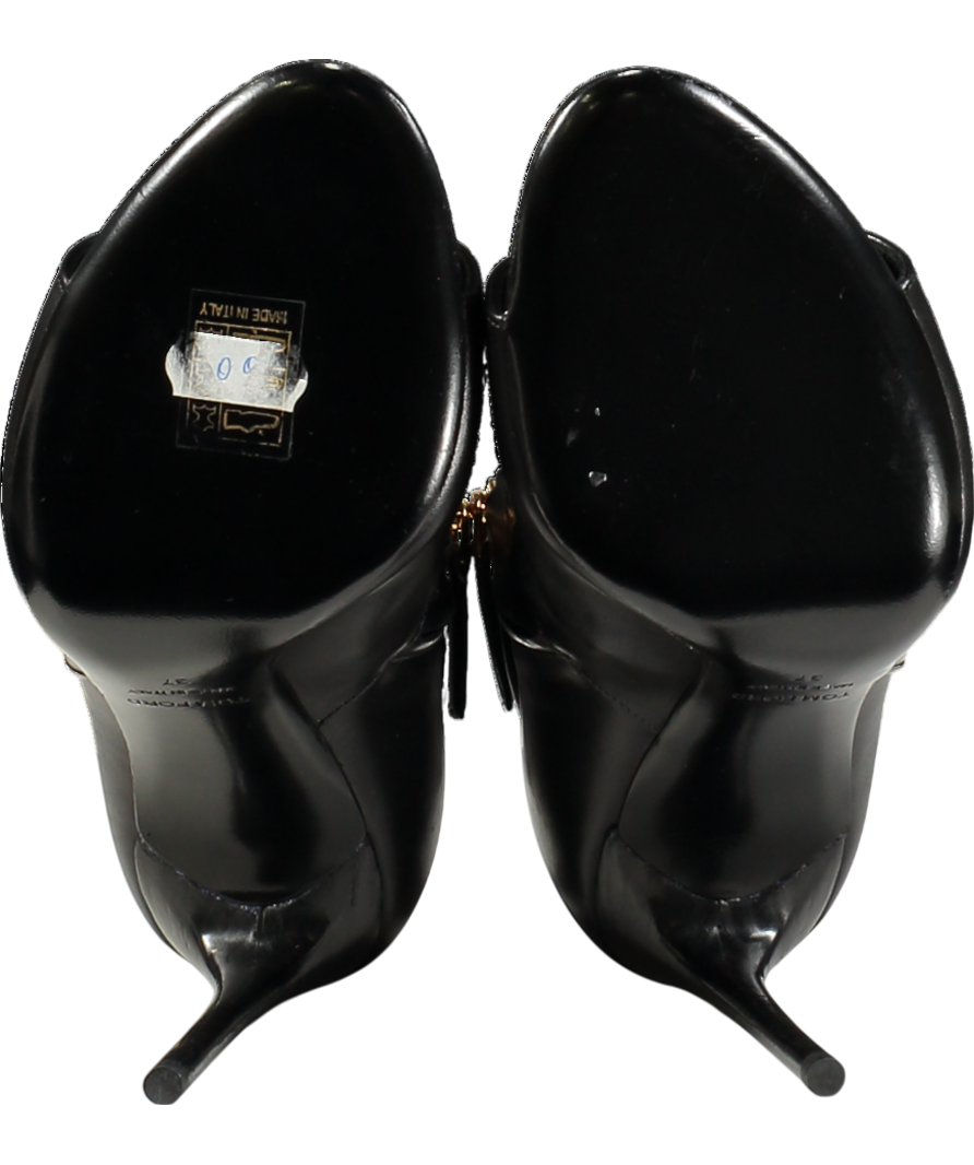 Tom Ford Black Leather Zip Up Open-toe Ankle Boots UK 4 EU 37 👠