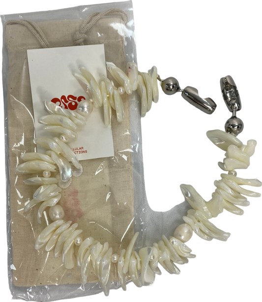 OSSA White Shell Stacked Pearl Wristlet One Size