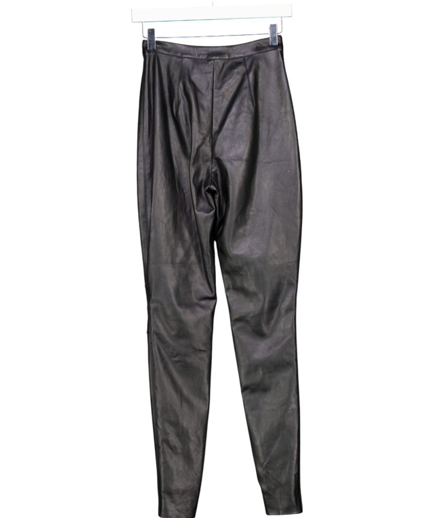 House of CB Black Slim Side Cross Leather Trousers UK XS