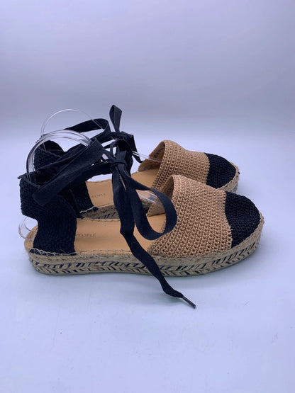 Free People Black/Tan Island Time Wrap Platform Espadrilles EU 41 UK 8