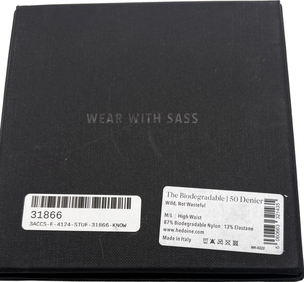 hedoine Black The Biodegradable 50 Denier Stretch-woven Tights UK M/L