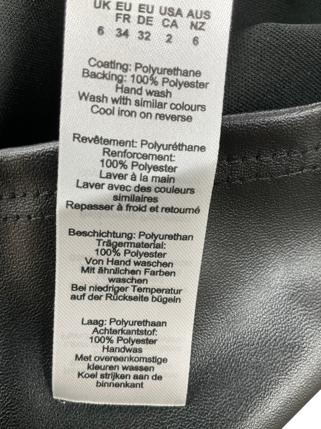 PrettyLittleThing Black Faux Leather Zip Up High Neck Top UK 6