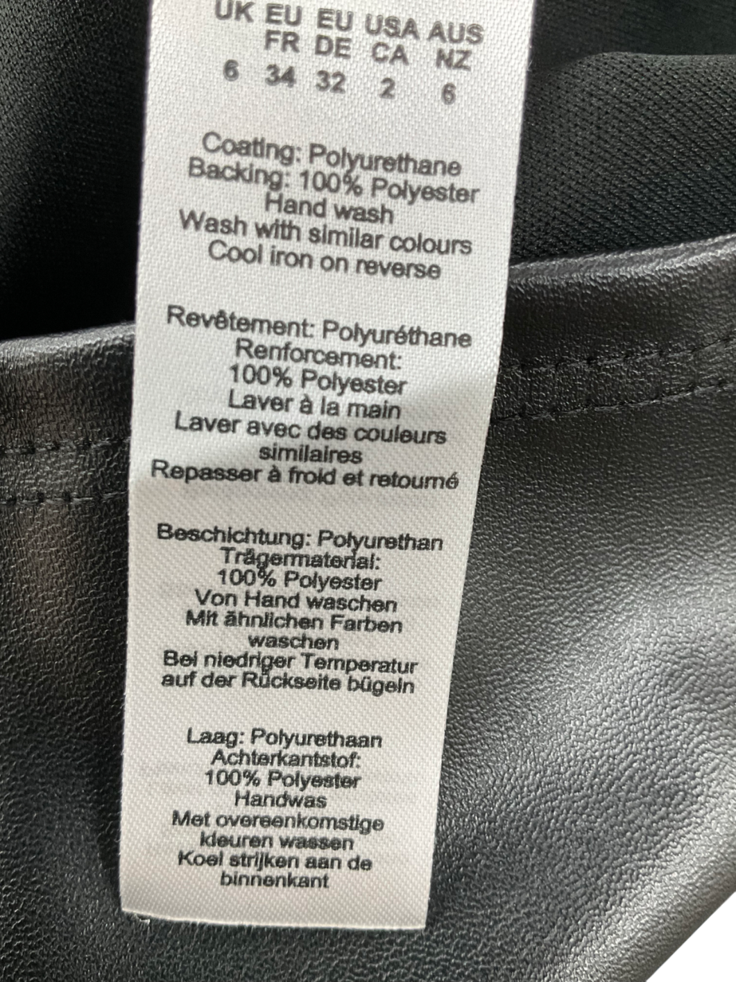 PrettyLittleThing Black Faux Leather Zip Up High Neck Top UK 6