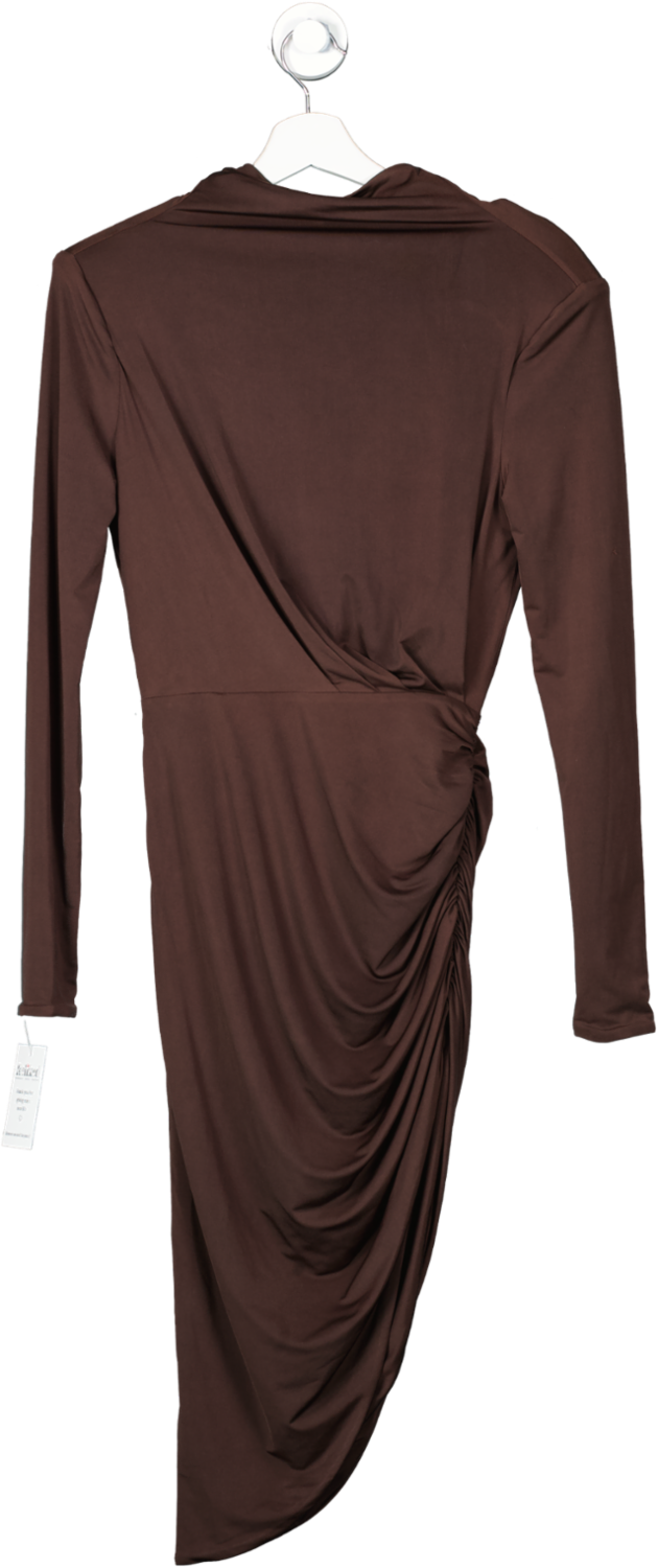 Mimii London Brown Backless Long Sleeve Midi Dress UK XS