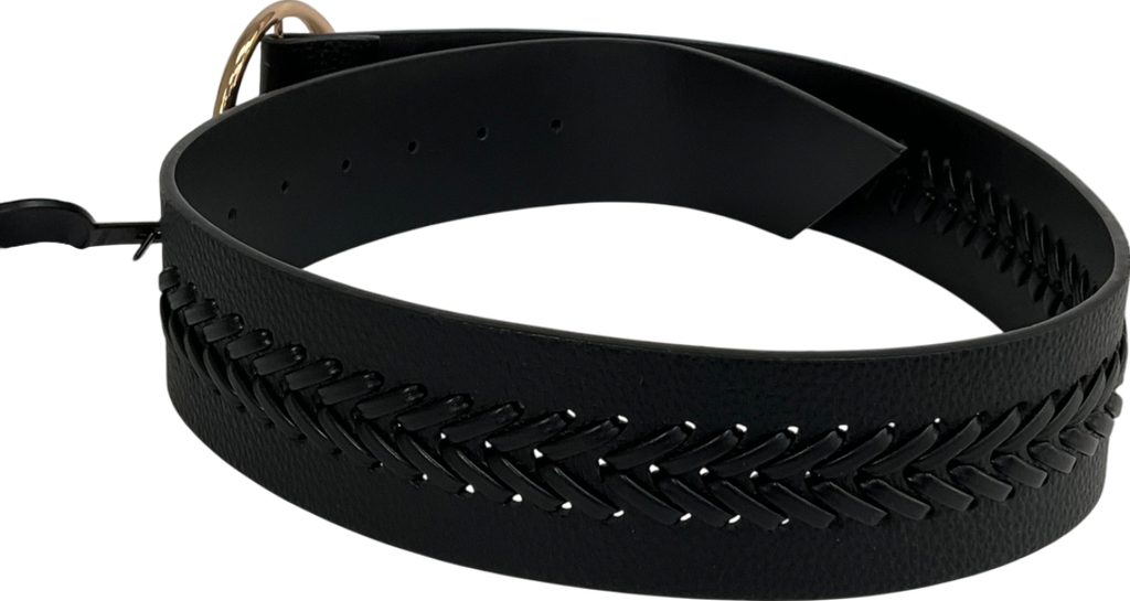 Next Black Plait Detail Wide Belt UK S