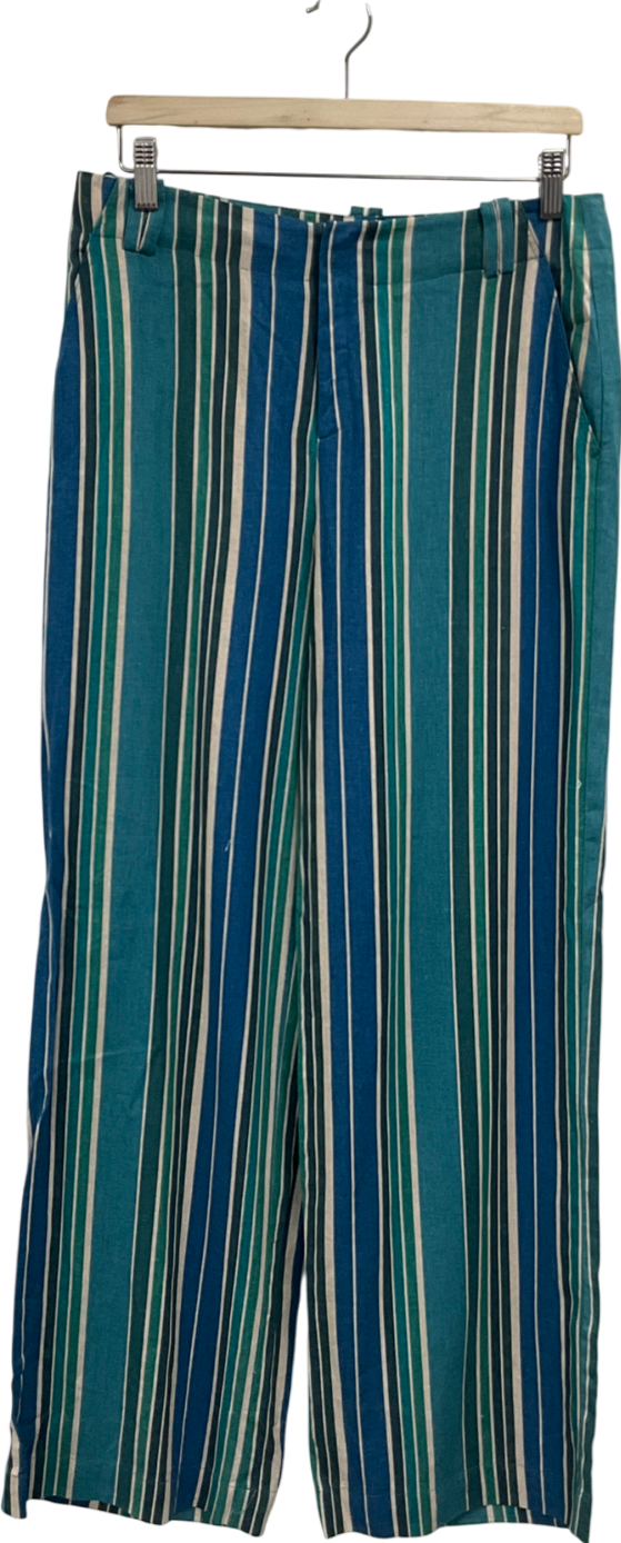 ZARA Blue Linen Blend Trousers UK M