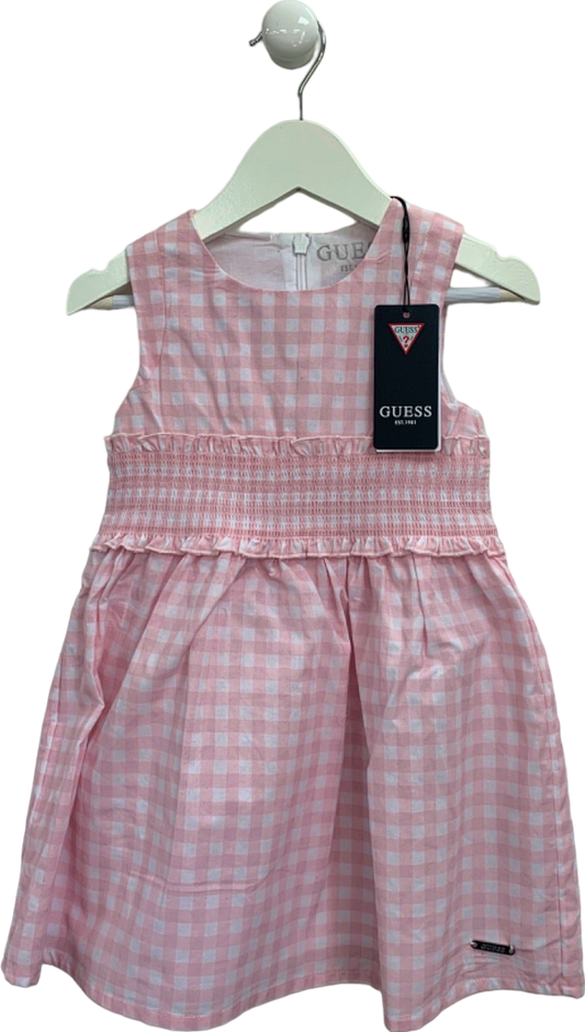 Guess Pink Gingham Smocked Dress Size 2