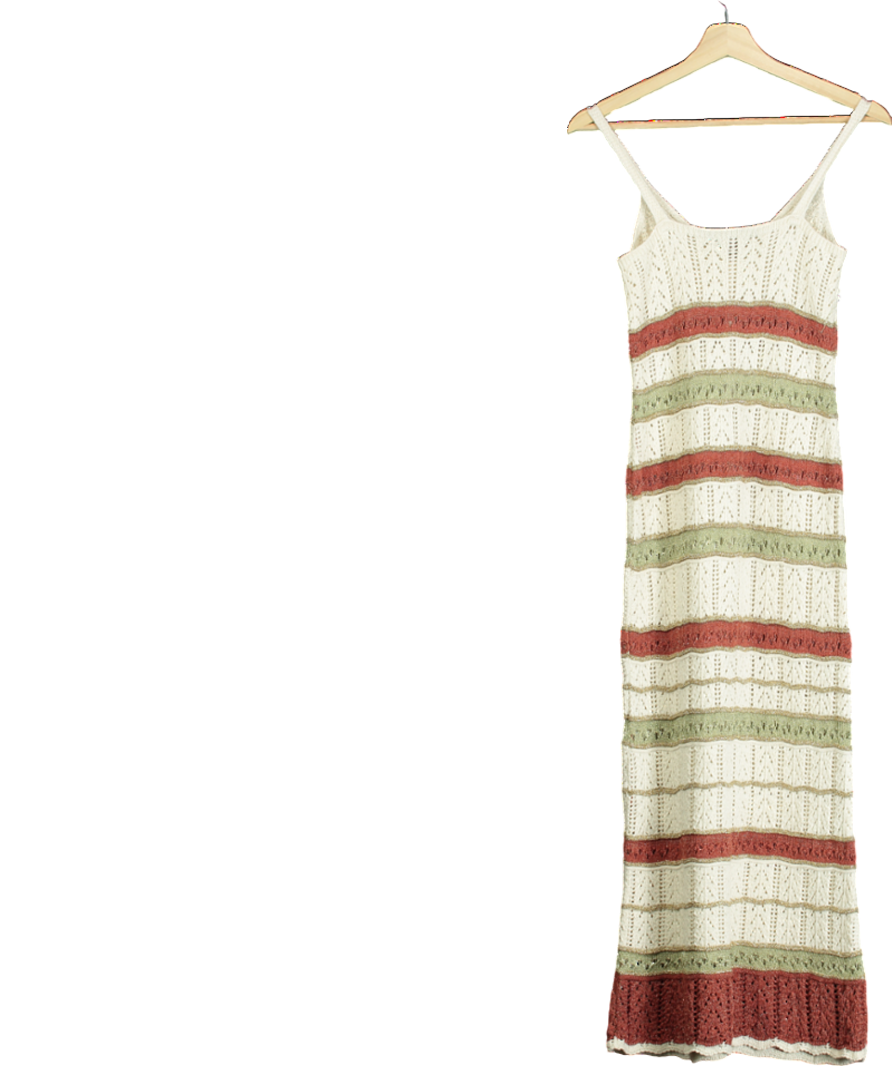 River Island Cream Knit Crochet Maxi Dress UK XS