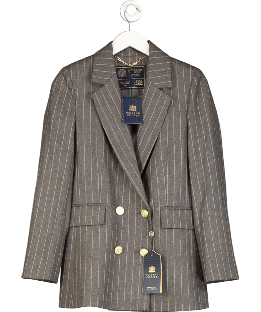 Holland Cooper Double Breasted Blazer Soft Grey Pinstripe UK 10