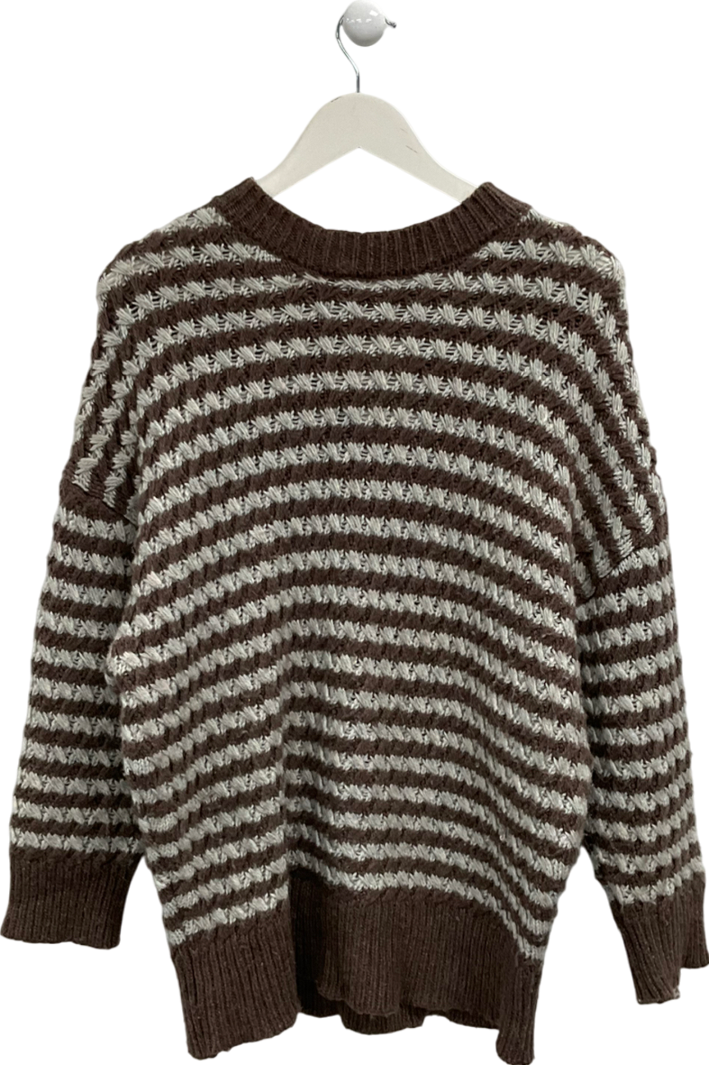 ZARA Brown Striped Knitted Sweater UK S