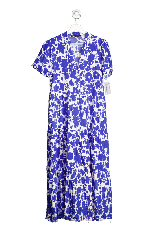 ZARA Blue Poplin Dress UK S
