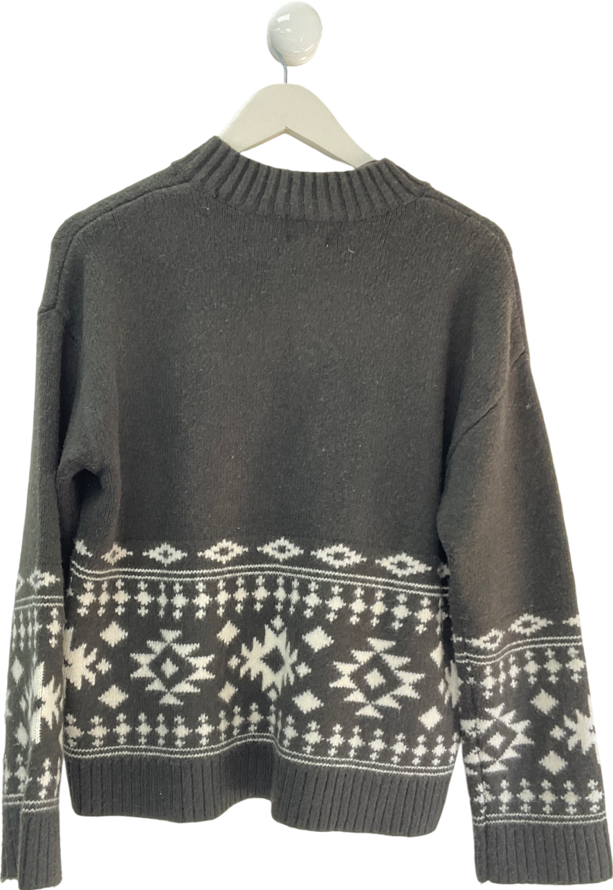 H&M Grey Jacquard-knit Jumper UK S