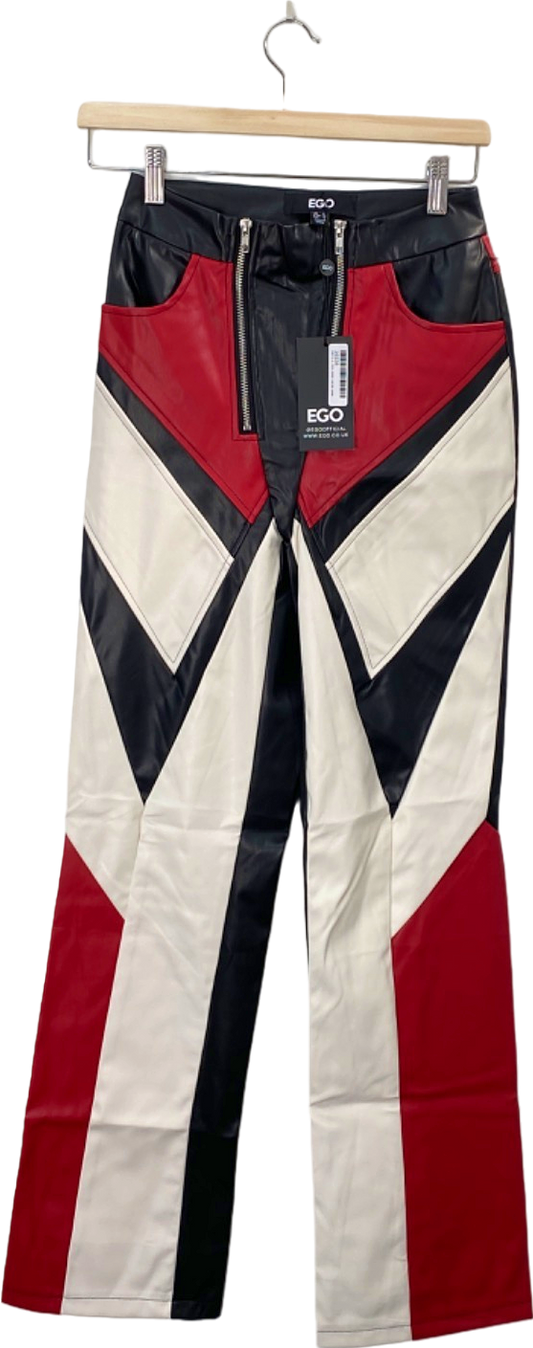 EGO Black Red Leather Motorcross Trousers UK 6