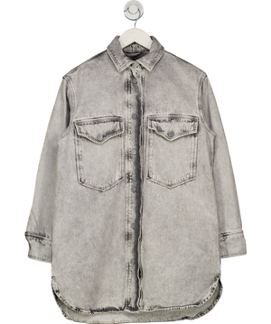All Saints Grey Lily Oversized Denim Shacket Dress Vintage UK XS