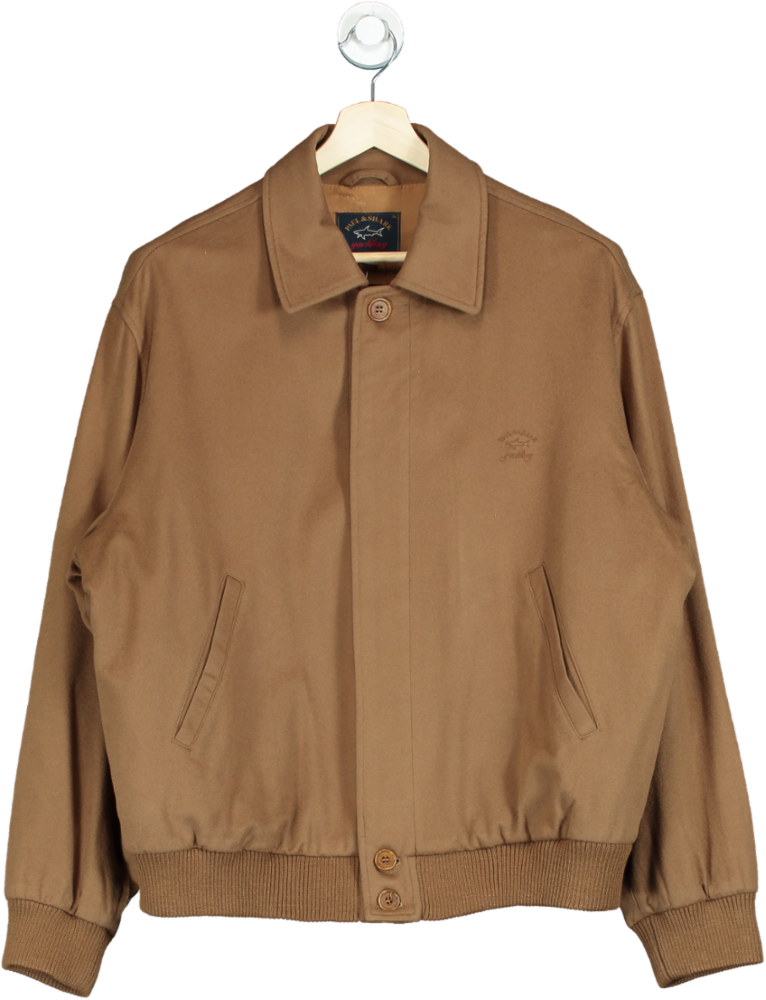 Paul & Shark Brown Yachting Wool Bomber Jacket UK XL