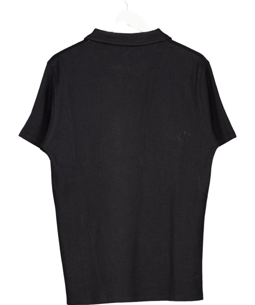 French Connection Black Short Sleeve Trophy Neck Polo Shirt UK M