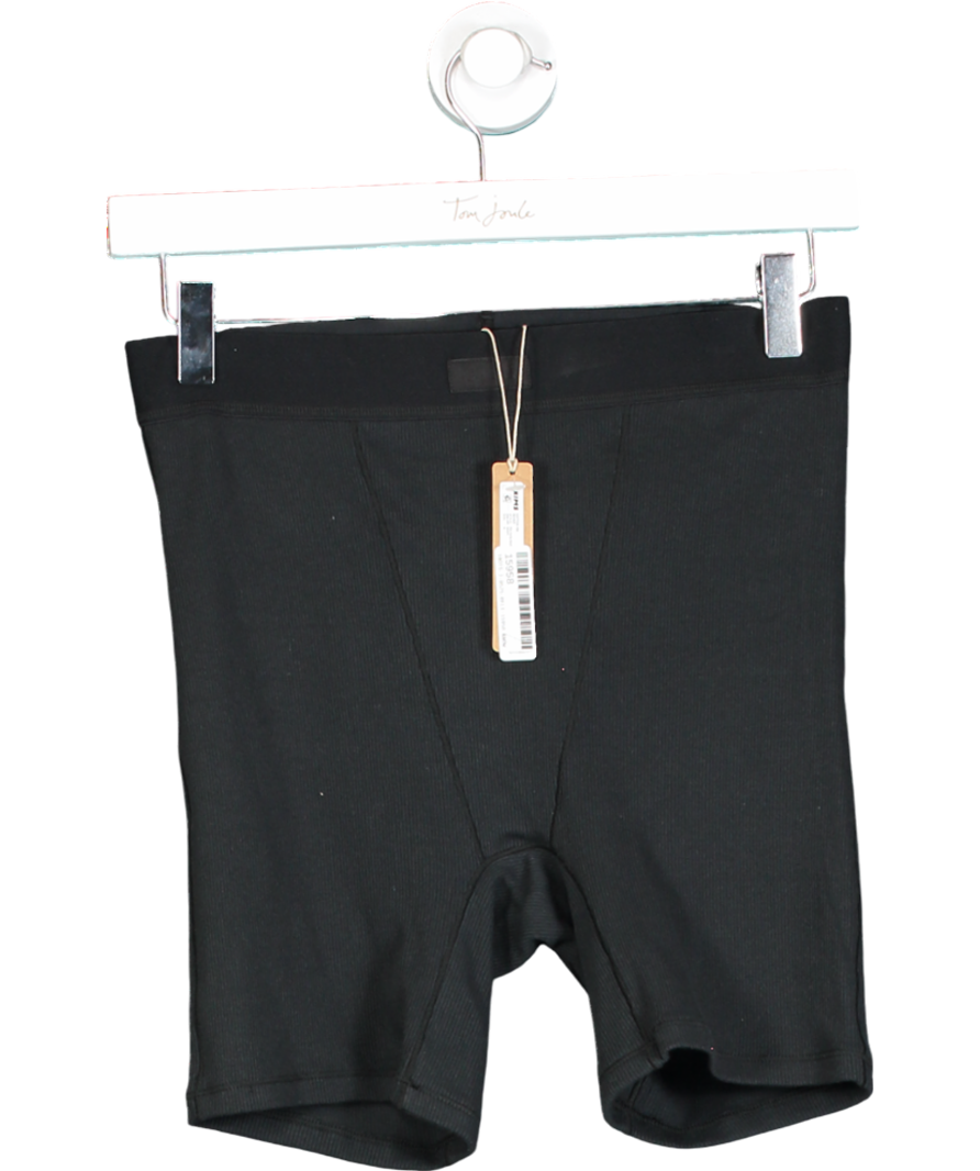 SKIMS Black Cotton Ribbed Boxer UK M