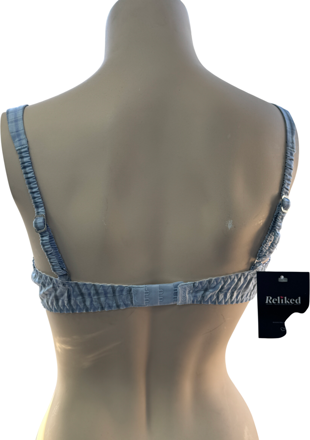 Lounge Underwear Blue Check Balcony Cotton Bralette UK XS