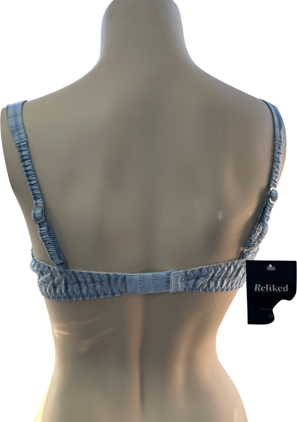 Lounge Underwear Blue Check Balcony Cotton Bralette UK XS