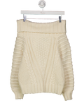 H&M Cream Bardot Cable Knit Jumper UK XS
