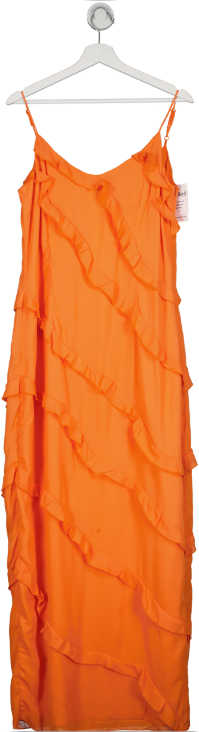 In The Style Orange Ruffle Detail Maxi Dress UK 14