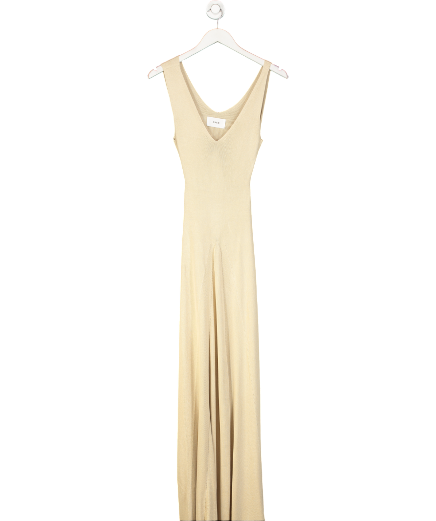 Caes Beige Cutout Panel Knitted Maxi Dress UK S