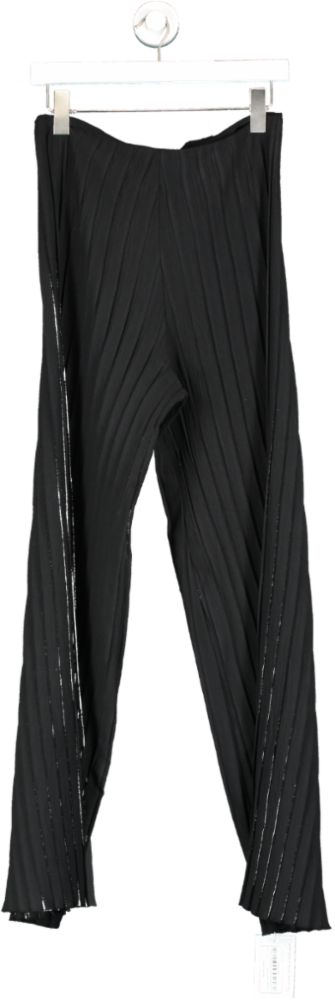 Black Plisse Flowy Trousers UK M