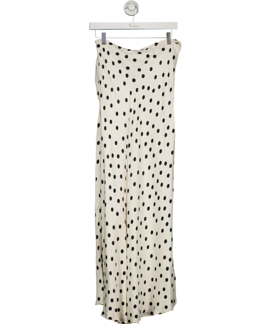 MANGO White Satin Polka Dot Skirt UK M