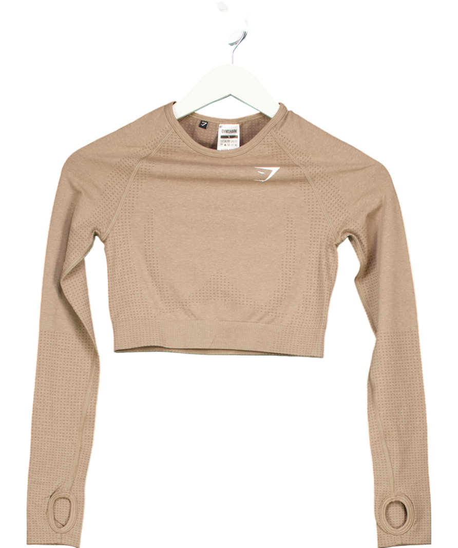 gymshark Beige Vital Seamless 2.0 Crop Top UK S