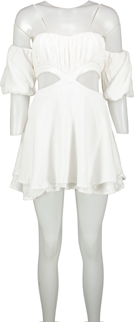 Runaway The Label White Linen Blend Cut Out Mini Dress UK 8