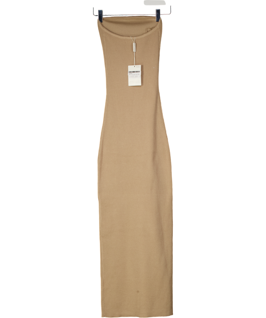 PRETTY LAVISH Beige Knit Badeau Knit Midaxi Dress UK XS