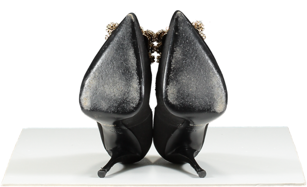 Roger Vivier Black Bouquet Strass Buckle Pumps In Satin UK 4.5 EU 37.5 👠