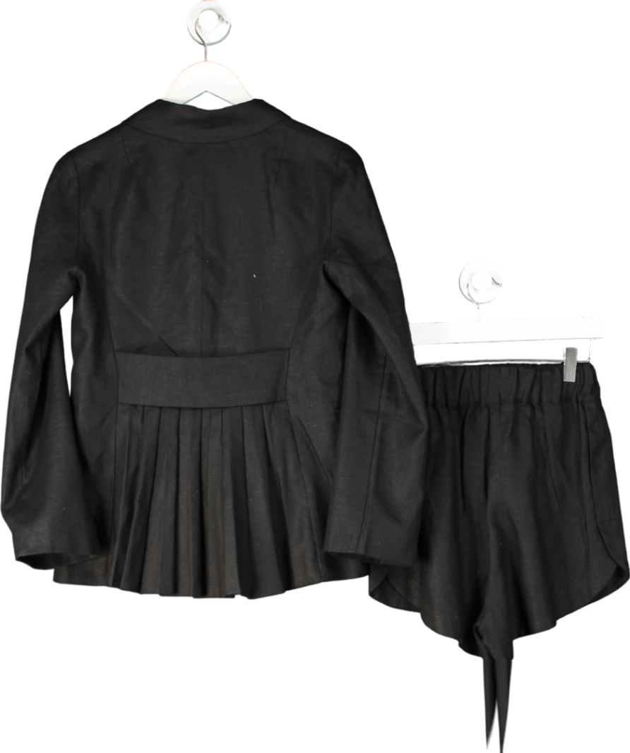 Labeca Cassie Black Linen Pleated Blazer And Shorts UK S