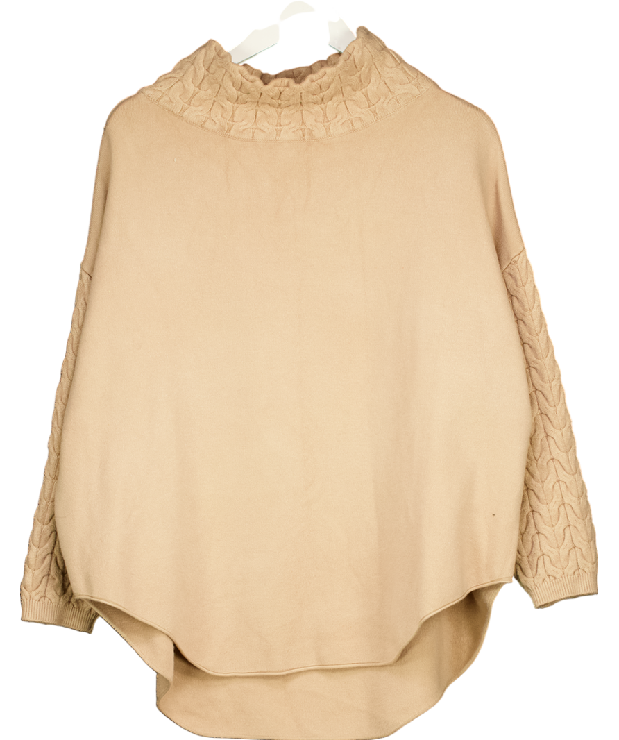 Y London Tanya – Cable Knit Turtleneck Sweater In Beige No Size