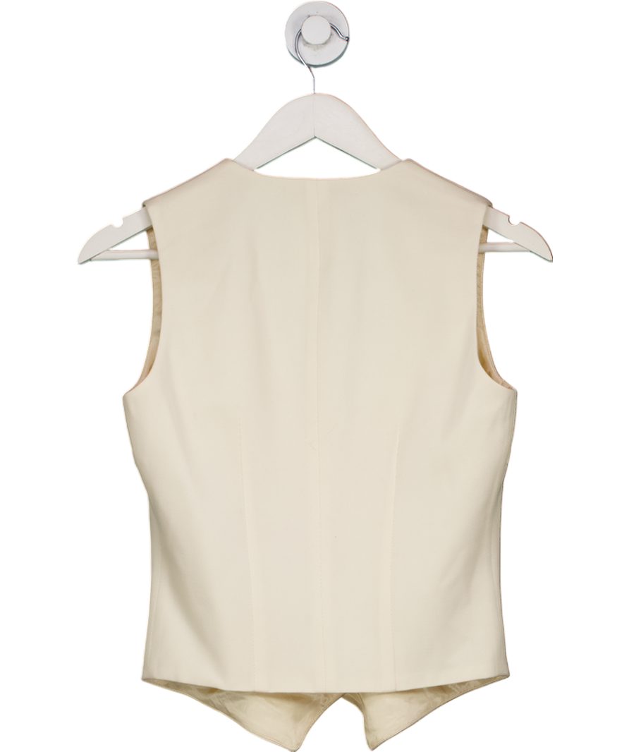 Raey Cream Single Breasted Wool-twill Waistcoat UK 10